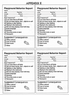 Set of Playground Reports for printing