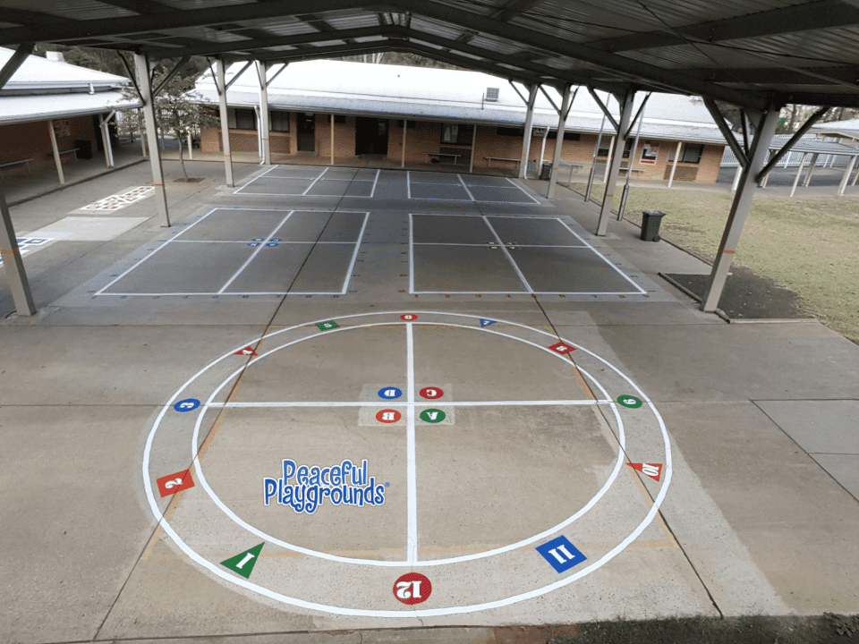 How to paint and lay out a four square court • Peaceful Playgrounds