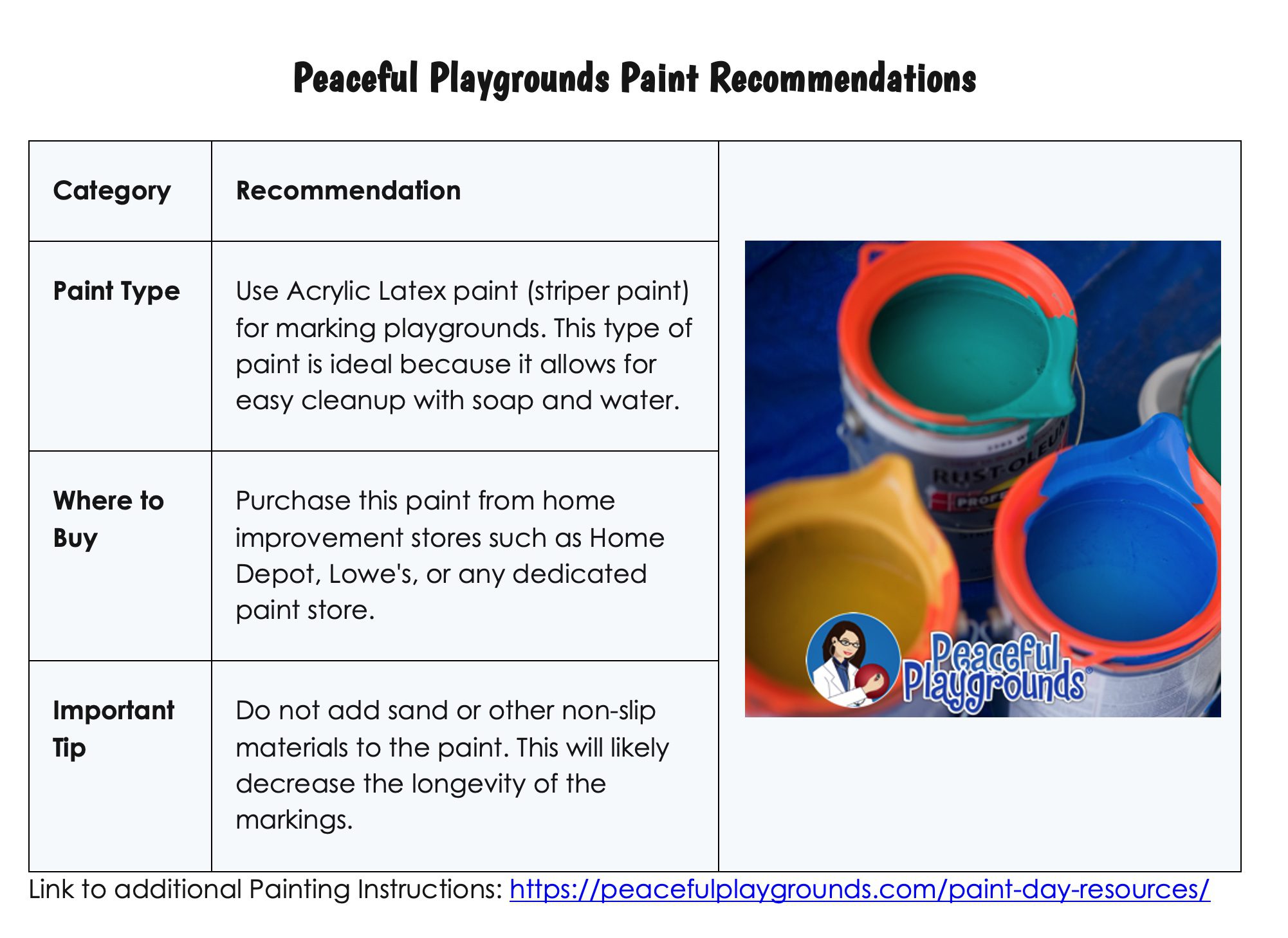Peaceful Playground Paint Recommendation